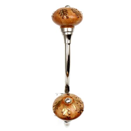 Brown Golden Leaf Ceramic Silver Iron Hook